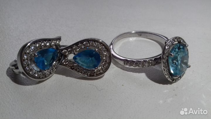 Серьги. кольцо.серебро.925 проба