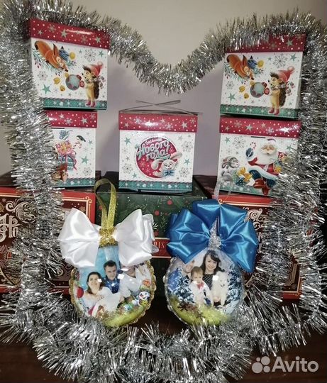 Шар новогодний с фотографией и магниты