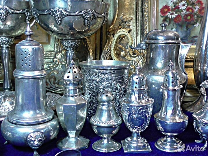 Шейкеры.Англия.Серебро.Старинные.Коллекция.Корица