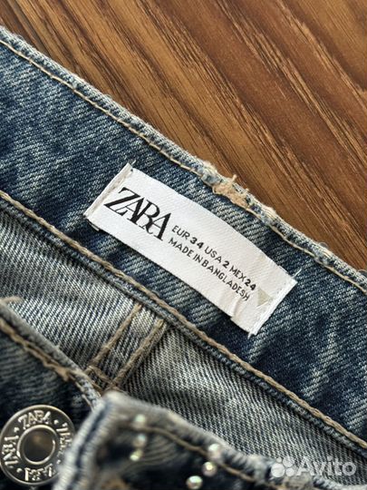 Джинсы zara 34 женские со стразами