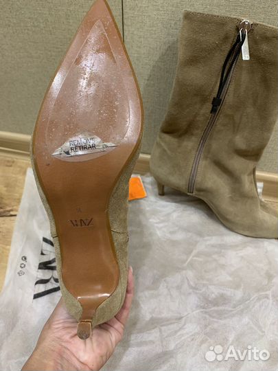 Ботильоны zara натуральная замша 35размер