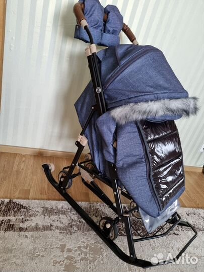 Детские санки коляска с колесами