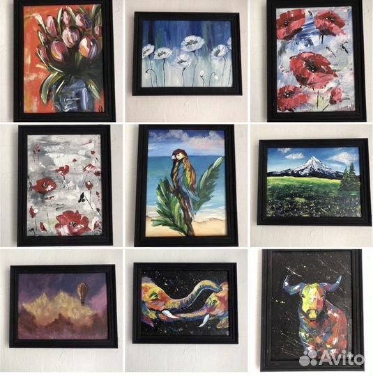 Картины акрилом на холсте 18 на 24 см