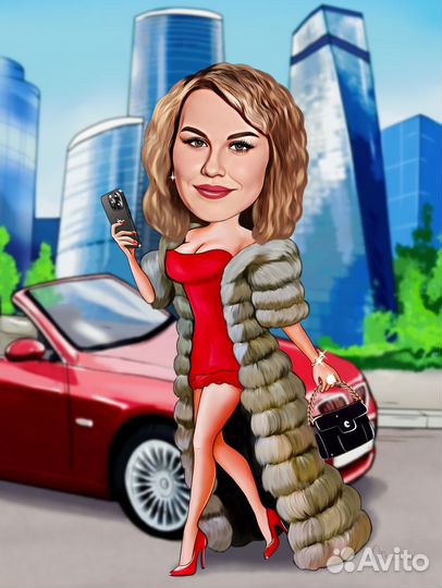 Шарж / Печать на холсте / портреты / арт