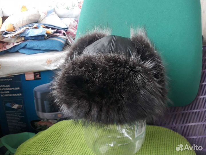 Шапка ушанка кожаная мужская