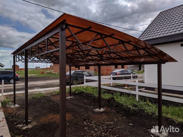 Навес поликарбонат / профнастил