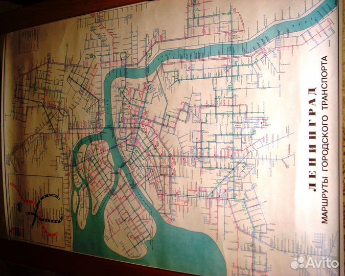 1975г схема транспорта Ленинграда 54*89см