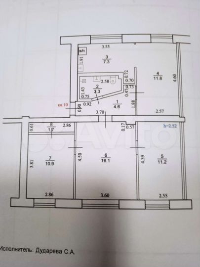 4-к. квартира, 66 м², 1/3 эт.