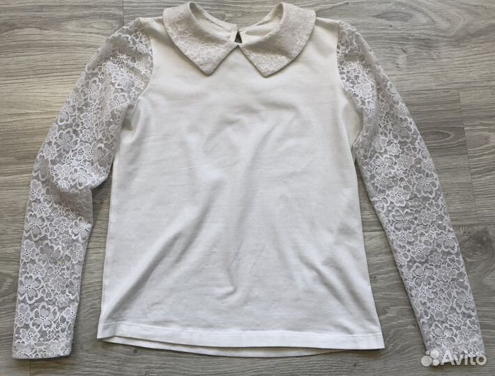 Блузка белая для девочек 128