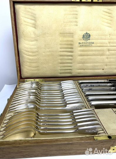 Столовый Набор серебра 84 пр, Грачевы 1896 год