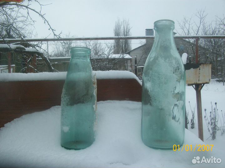 Бутылка молочная СССР 1л и из под кефира 05л