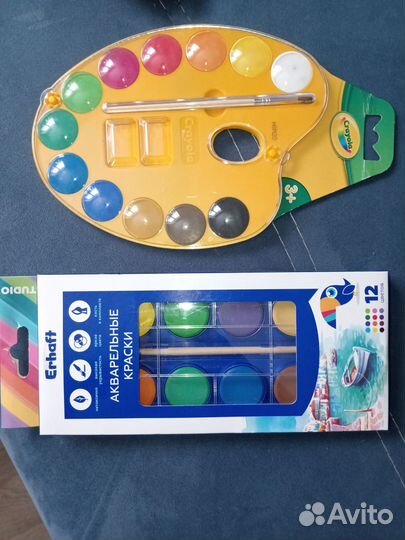 Краски медовая аква, карандаши, пластилин. Новые