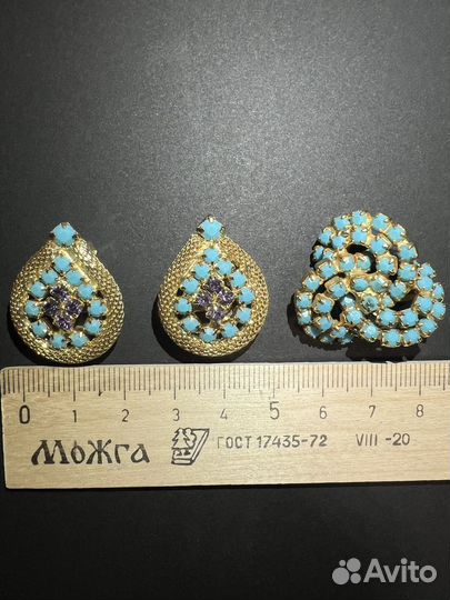 Винтажные клипсы и брошка