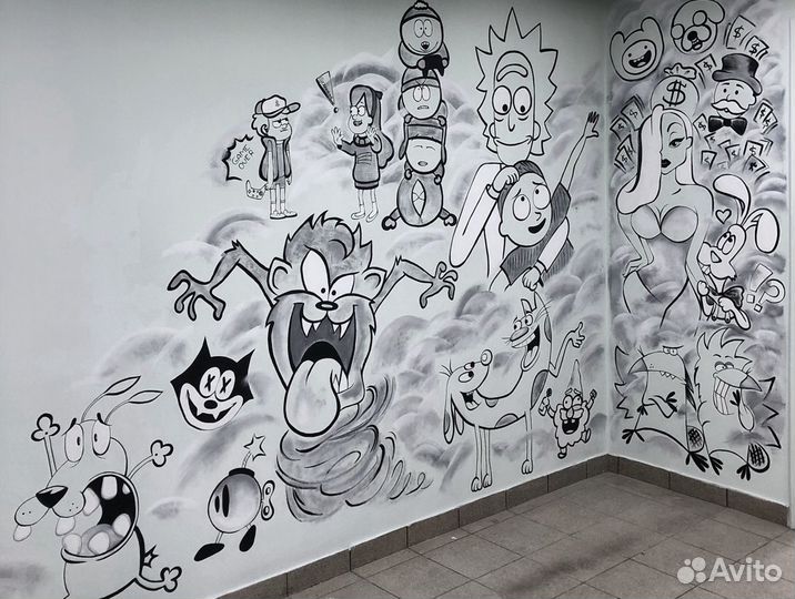 Роспись стен в кафе