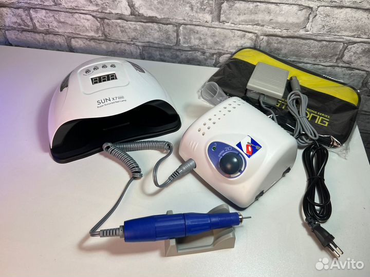 Аппарат для маникюра strong и лампа sunx7