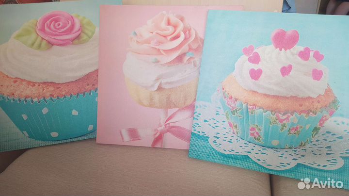 Картины интерьерные 40*40 3 штуки