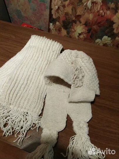 Вязаный комплект шапка и шарф новый