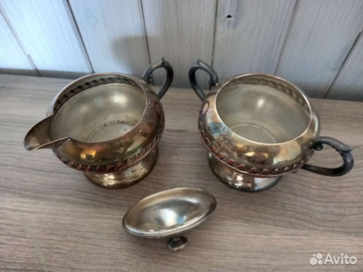 Сахарница сливочник антикварный металл