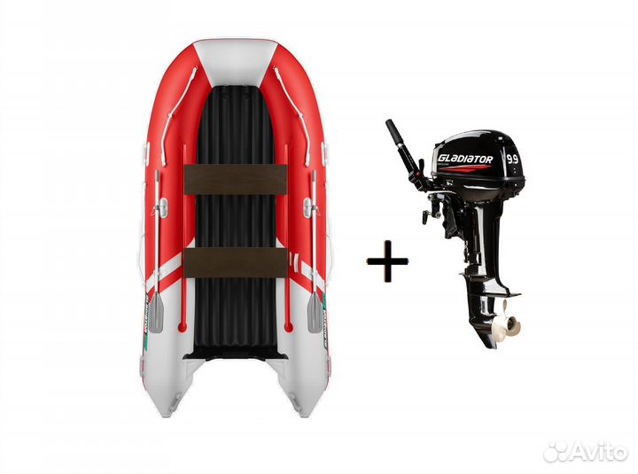 Мотор Gladiator 9.9 + Лодка нднд Gladiator E380S