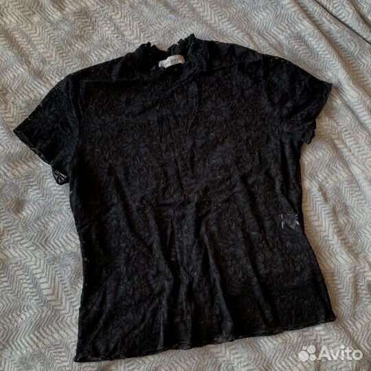 Шорты джинсовые, прозрачная блуза