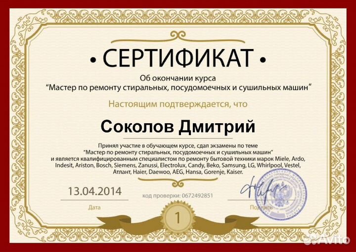 Ремонт стиральных и посудомоечных машин