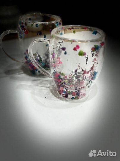 Кружка с двойным дном и сухоцветами