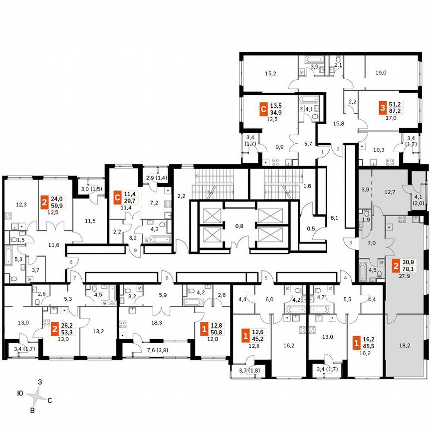 2-к. квартира, 78,1 м², 16/16 эт.