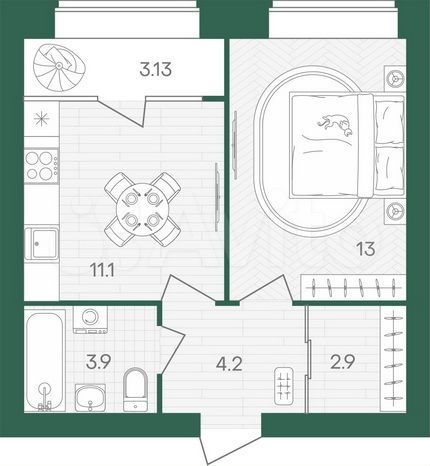 1-к. квартира, 39 м², 8/10 эт.