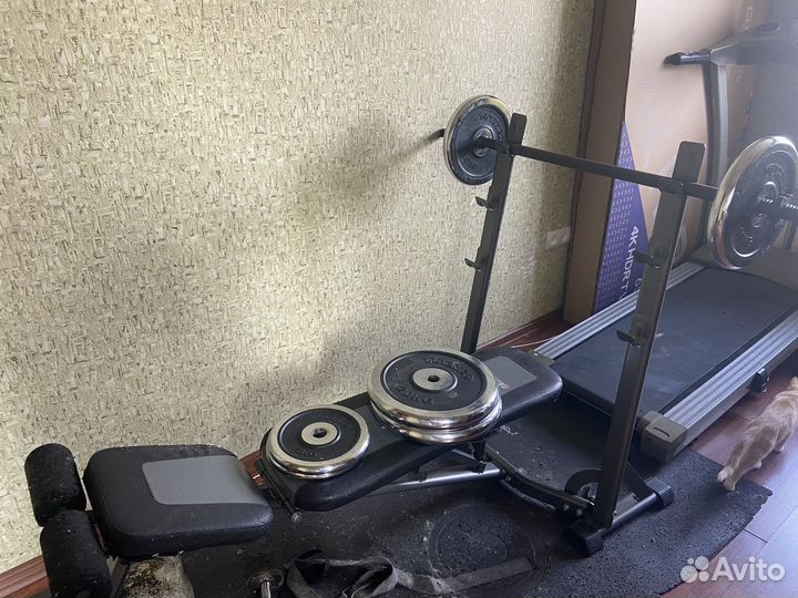 Скамья для жима, стойки, штанга 72кг