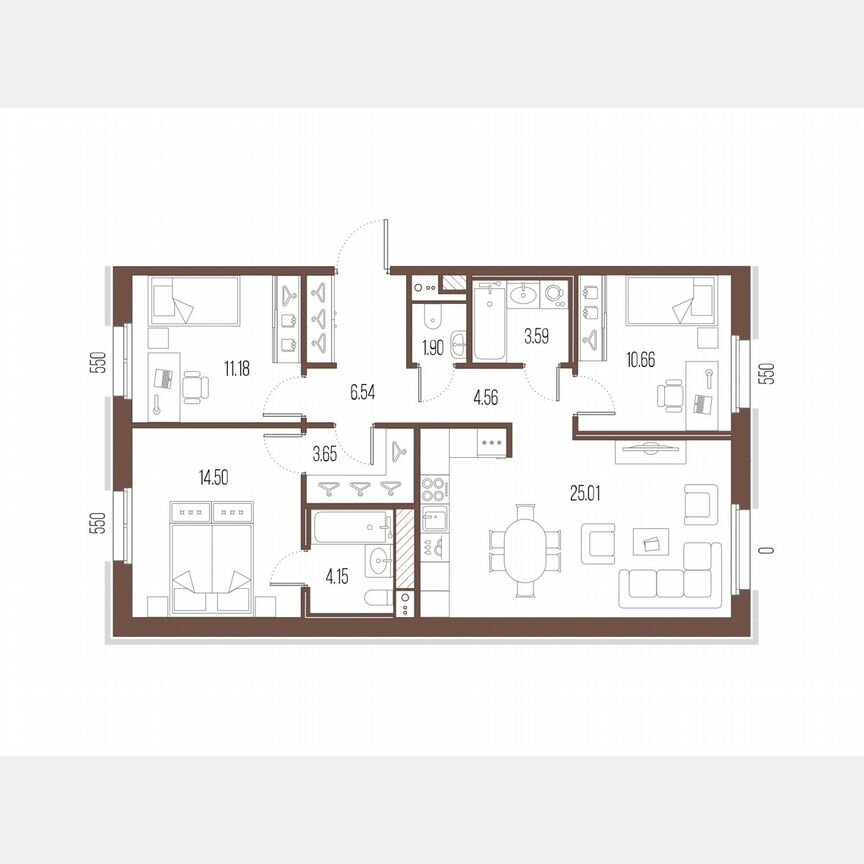 3-к. квартира, 85,7 м², 3/10 эт.