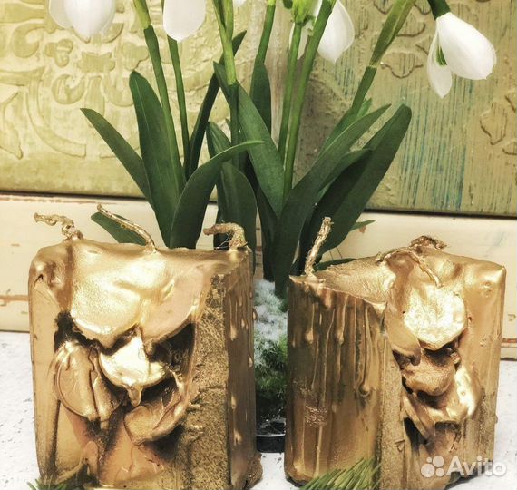 Восковая свеча, золотой и ленедгый водопад