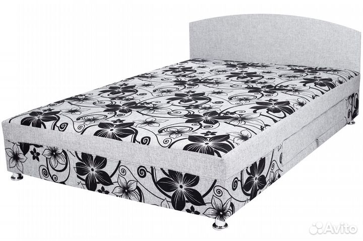 Кровать с ящиком (рогожка цветы). В наличии