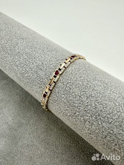 Золотой браслет с бриллиантами и рубинами 585