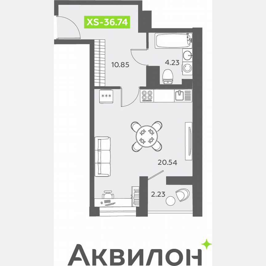 Квартира-студия, 36,7 м², 12/13 эт.