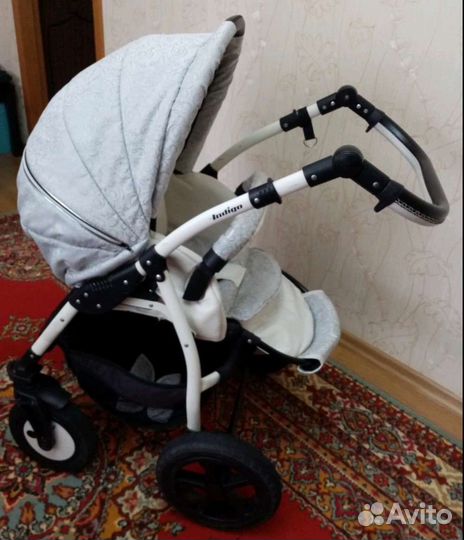 Коляска 2 в 1 Indigo эко кожа(люлька+прогулка)