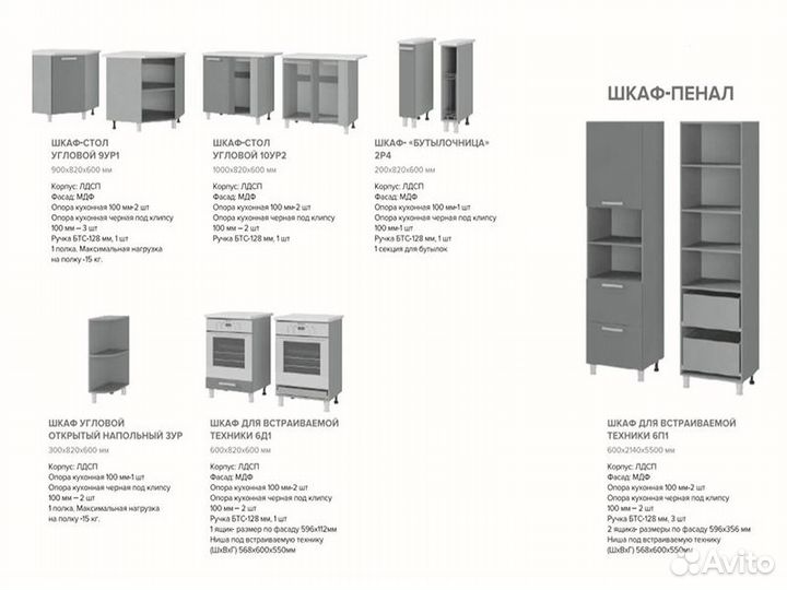 Кухня Монро тумба 8М1 корп белый фасад 8М1 монр