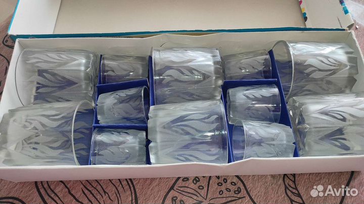 Подарочный набор хрустальных стаканов+стопки