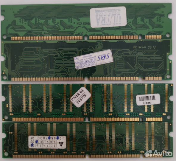 Односторонние ретро планки dimm sdram PC133 256mb