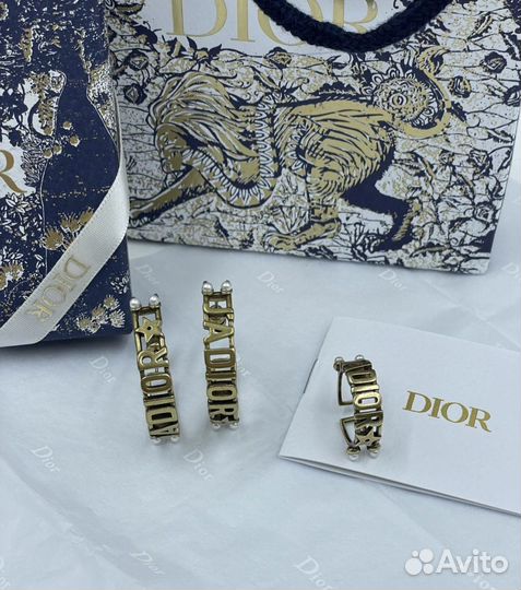 Серьги кольца Dior премиум