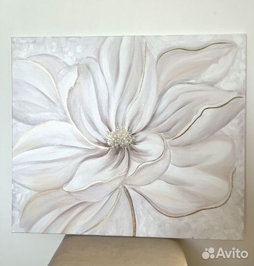 Большая картина на холсте с поталью, 60х70 см