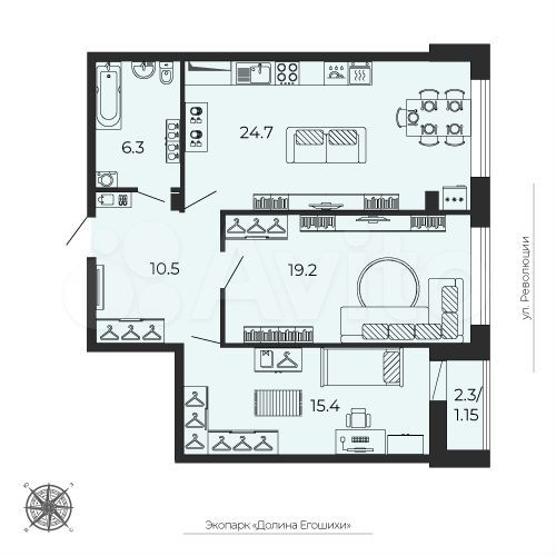 3-к. квартира, 76,9 м², 19/25 эт.