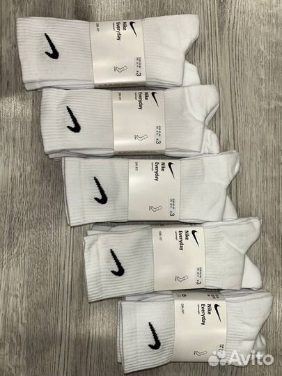 Носки nike everyday белые высокие 3 пары