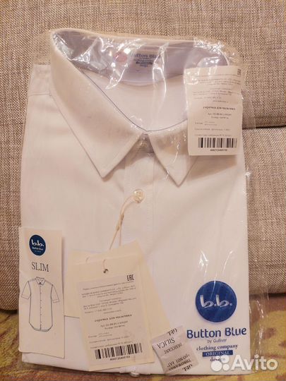 Рубашка белая новая Button bluе р. 164