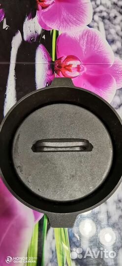 Чугунная сковорода-гриль с чугунной крышкой