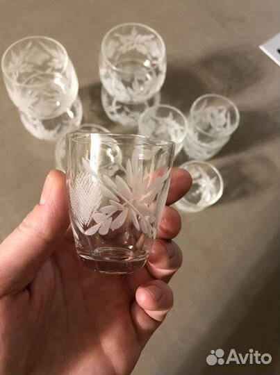 Стопки бочонки хрустальные, СССР