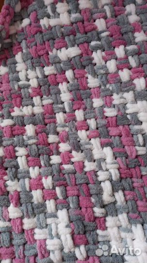 Плед детский плюшевый, вязанный