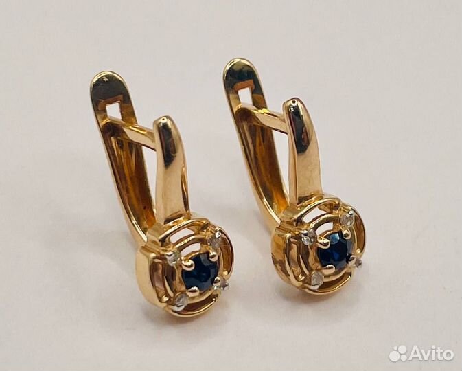Серьги золотые с бриллиантами и сапфирами (Lenina)