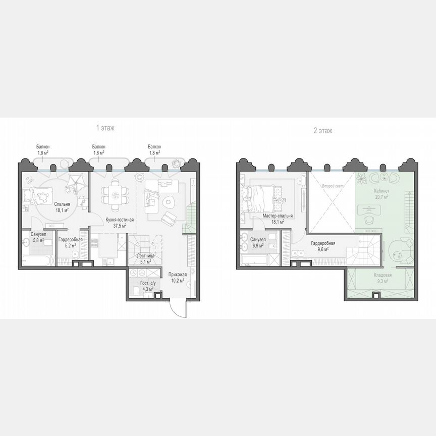 2-к. квартира, 122,6 м², 3/13 эт.
