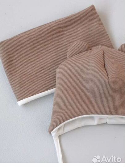 Шапочка и снуд для новорожденного 0-3 месяца