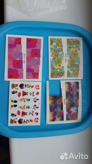Трафарет, наклейки, стразы, зажимы для ногтей